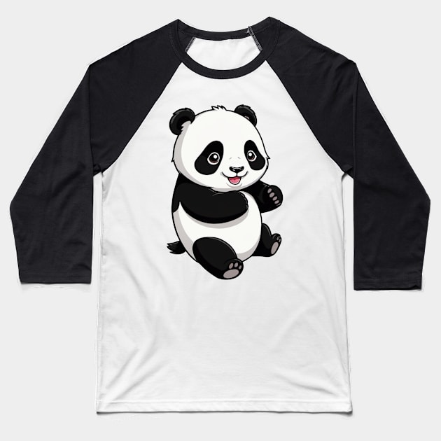 Kawaii Cute Panda Baseball T-Shirt by DecArt